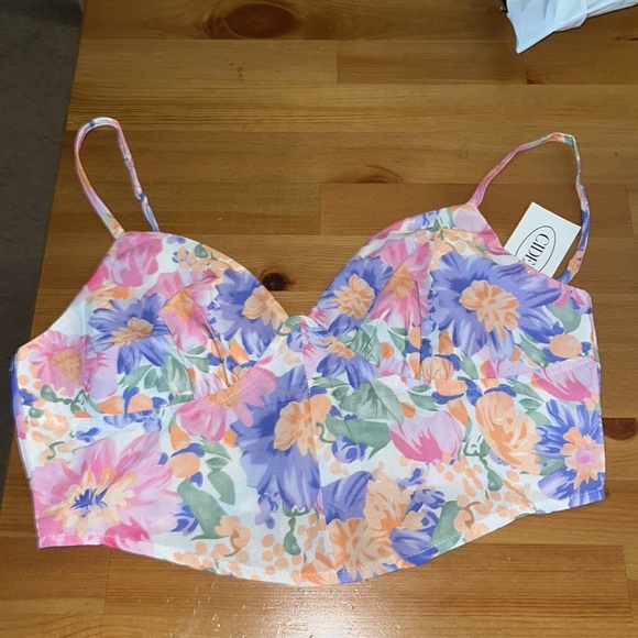 Cider crop floral corset top Beautiful in person! L on tag but fits like M - Picture 3 of 7